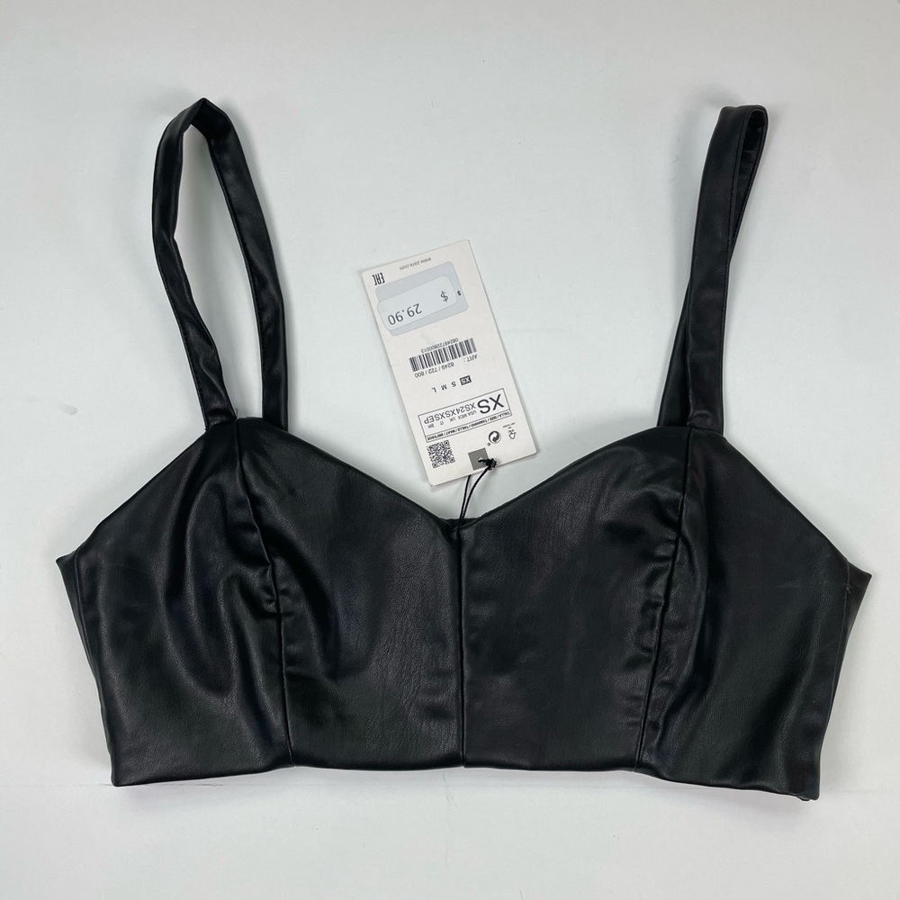 ZARA Faux Leather Corset Crop Top Bustier NWT Sz XS